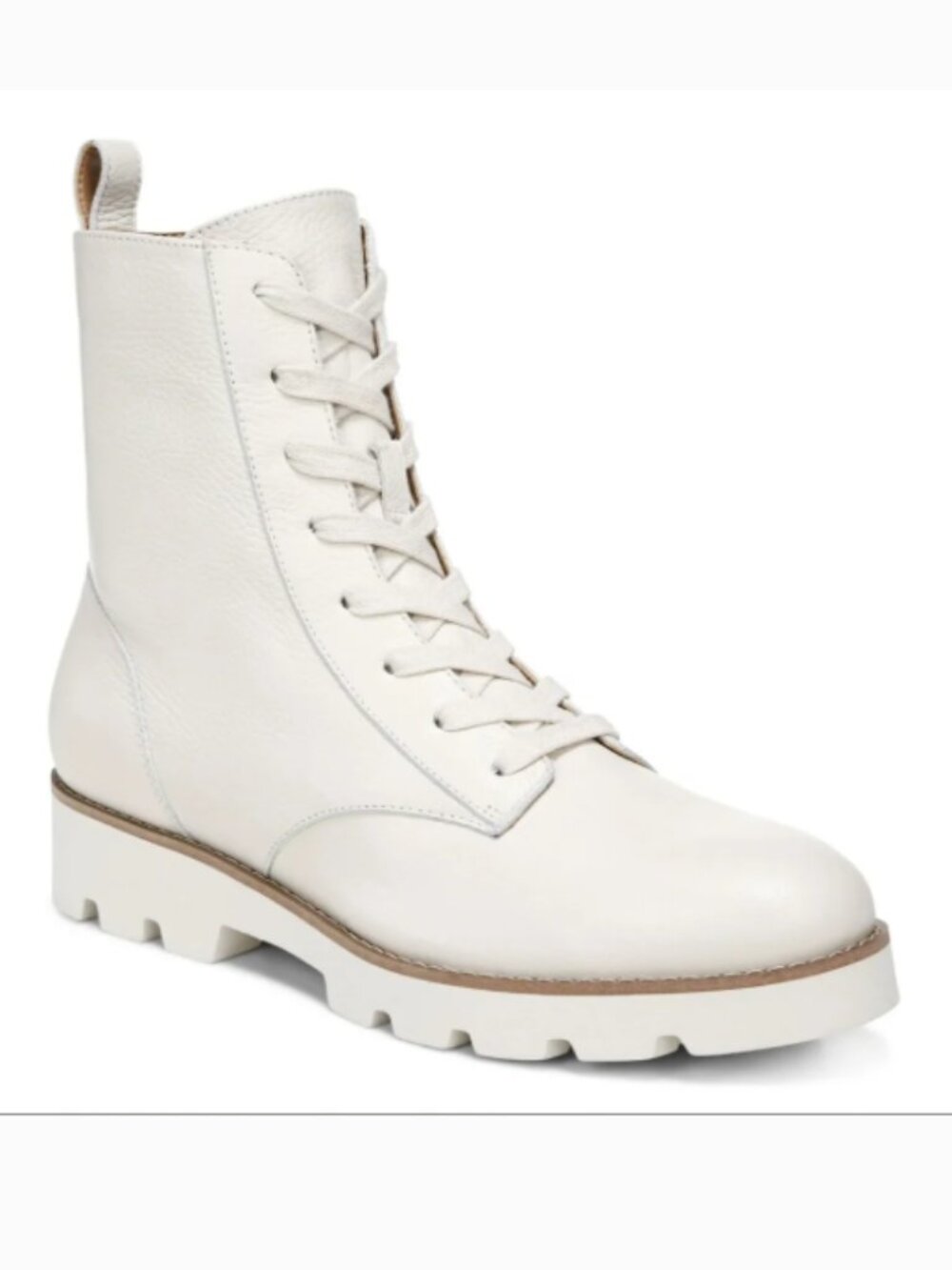 Vionic Lani Lace Up Moto Boot in Cream Size 11